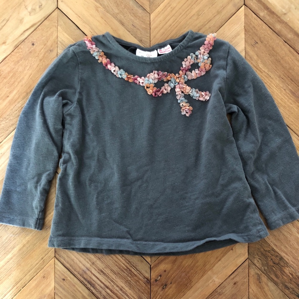 Zara Floral Bow long sleeve tee